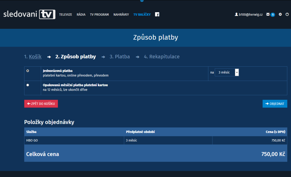 Dva způsoby platby.