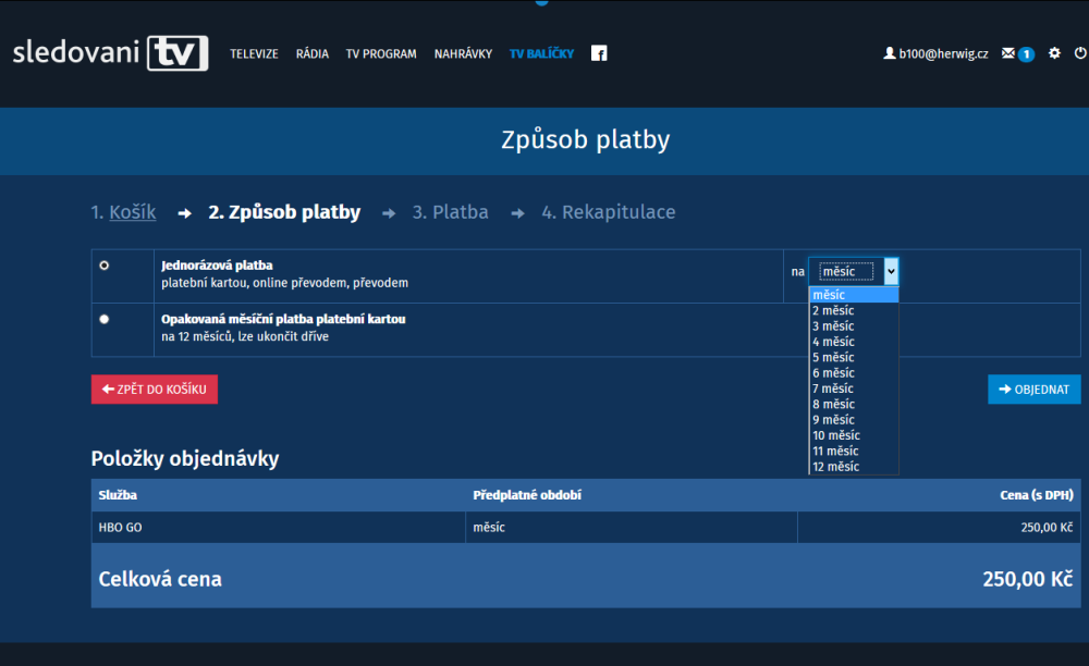 Vybrat si můžete i platební období a jak vidíte, na výběr je nezvykle mnoho možností.