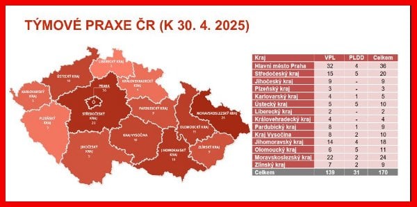 Autor: VZP Mapa ordinací, které nově požádaly o bonus pro týmové praxe