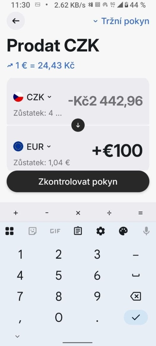 Revolut. Směnárna s nabídkou kurzu. (01. 02. 2026)
