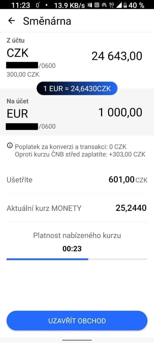 MONETA Bank. Služba Online Směnárna pro nabídku lepšího kurzu. (01. 02. 2026)