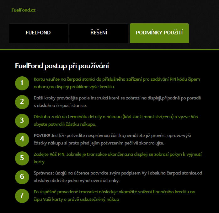 Webová stránka Fuel Fond.cz lákající na výhodu levného paliva za aktivační poplatek 3999 Kč.