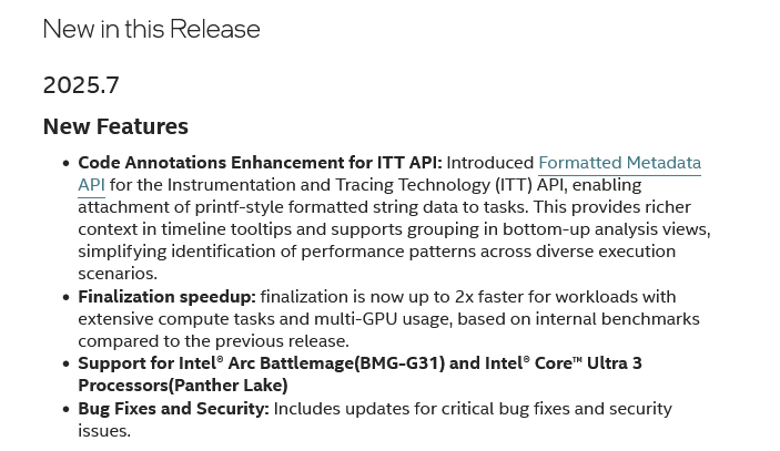 Autor: Intel Poznámky k vydání Intel VTune Profiler 2025.7