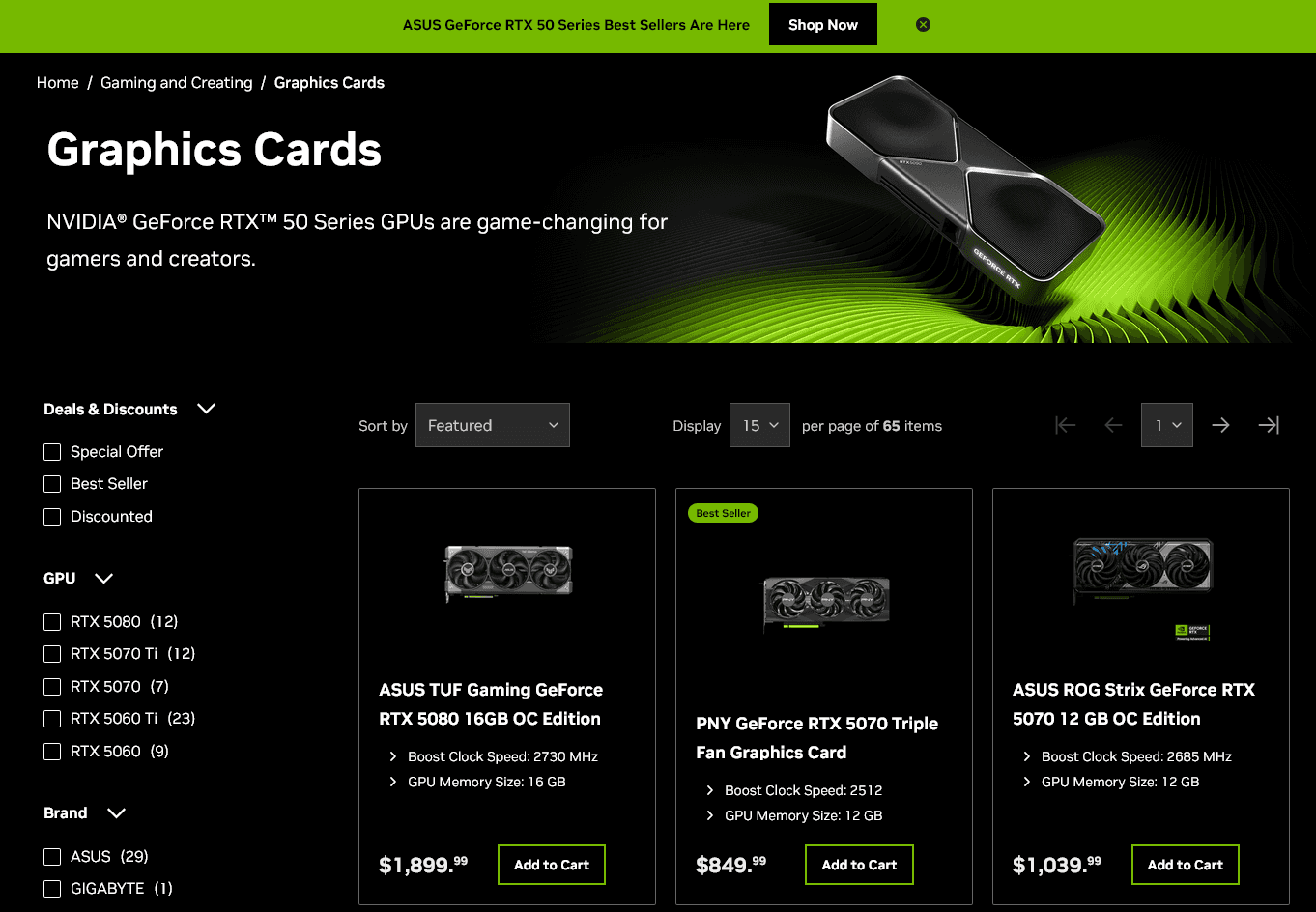 GeForce RTX 5090 už není v oficiálním obchodu Nvidie