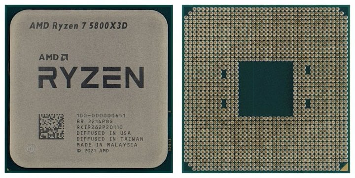 AMD Ryzen 7 5800X3D spredu a zozadu