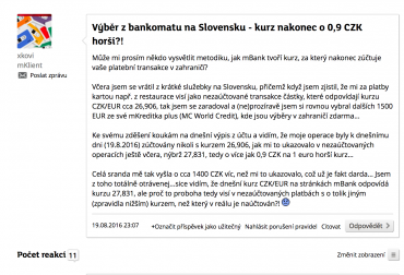 Klienti mBank nejsou z kurzů mBank nijak nadšeni a dávají to bance najevo na jejím webu.