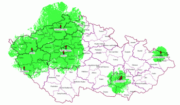 <p>Mapa pokrytí multiplexu 2. Zdroj:www.digitalnitelevize.cz</p>
