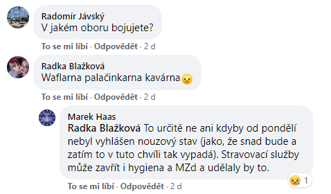 Obchodníci se na Facebooku radili, co bude dál