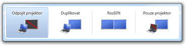 <p>Výběrem a nebo opakovaným zmáčknutím Win+P je možné zvolit ten pravý režim</p>