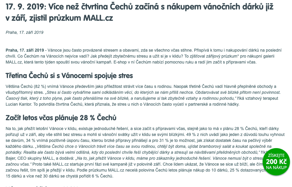 Vánoce v roce 2019 na Mall.cz