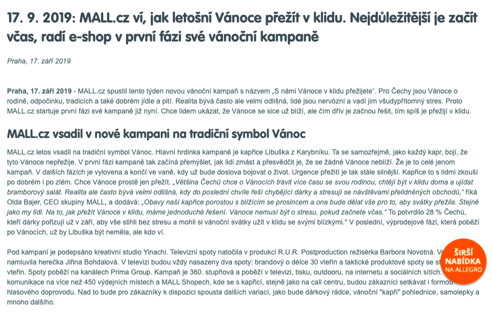 Vánoce v roce 2019 na Mall.cz