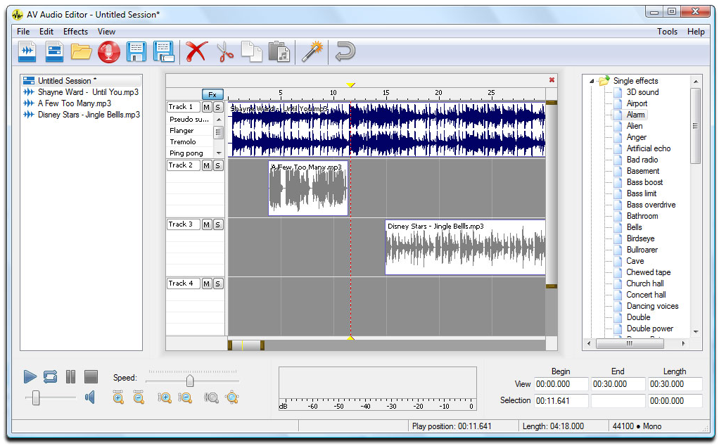 Aplikace AV Audio Editor umožňuje snadnou a bezplatnou úpravu audio souborů