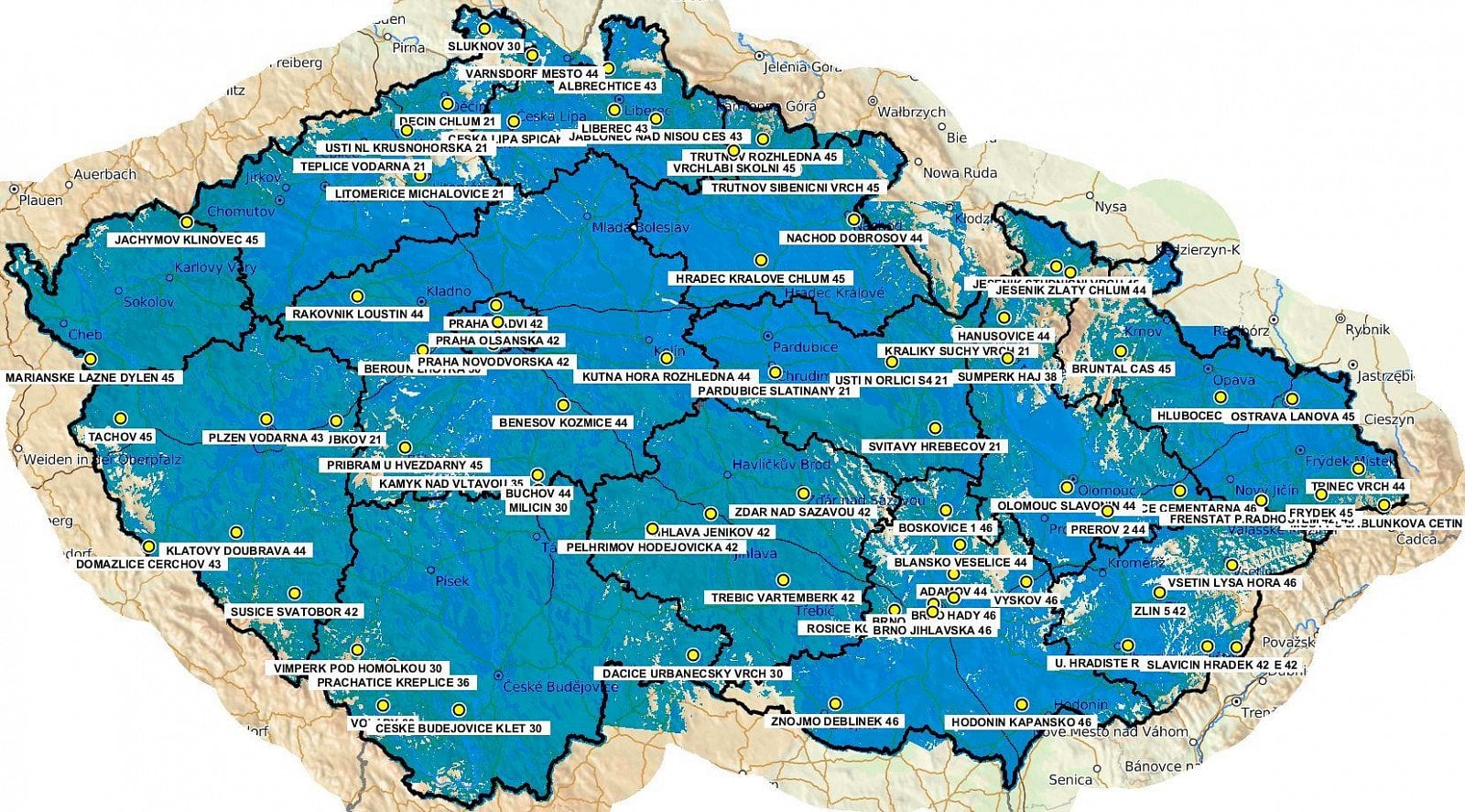DVB-T2 Multiplex 24, lokalita Hanušovice