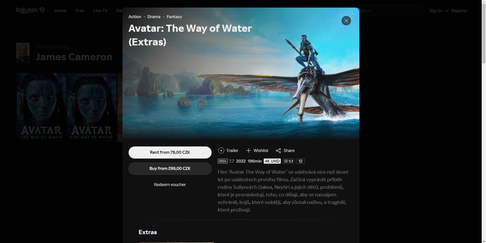 Rakuten - placené sekce 4K a Popular Movies