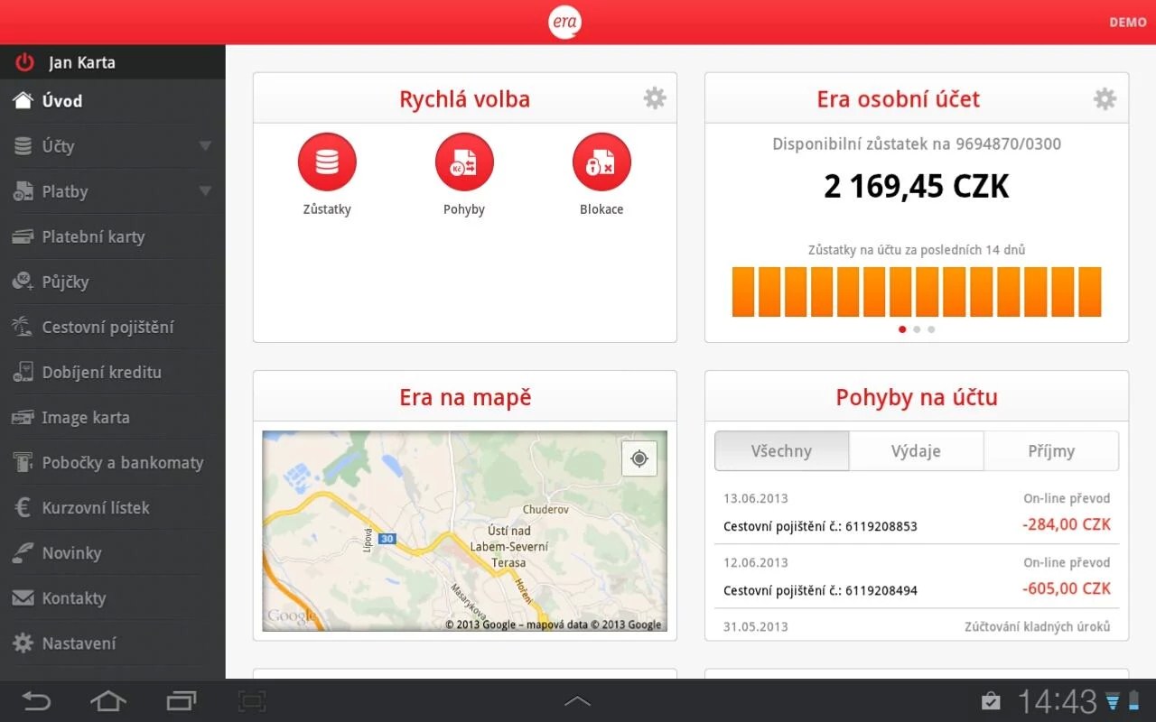 Mobilní bankovnictví Era
