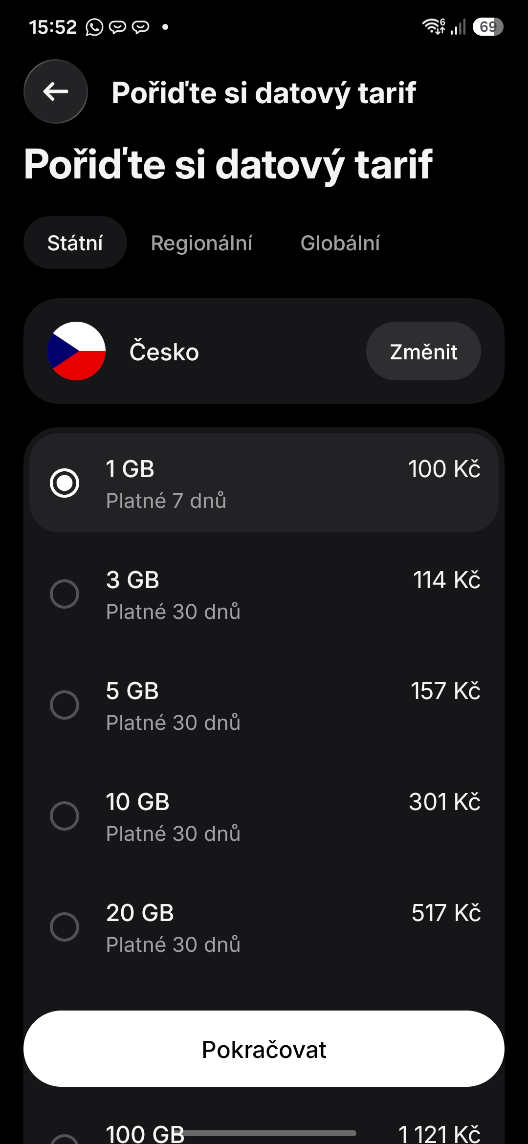 V Česku je k dispozici pouze cestovatelská eSIM.