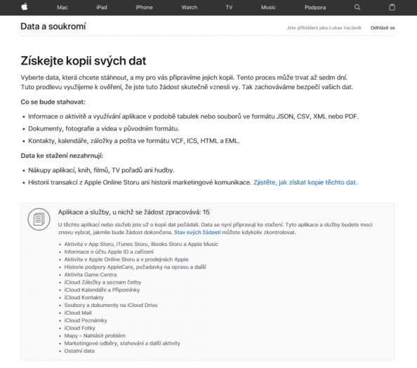 Apple export data