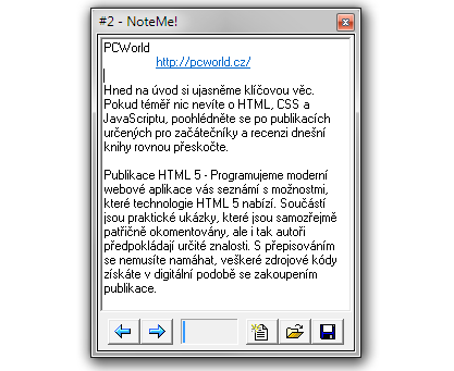 NoteMe je jednoduchý textový editor s podporou zvýrazňování URL