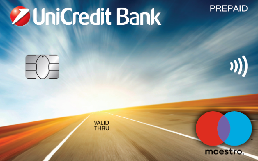 Předplacená karta Maestro Business od UniCredit Bank vydávaná na Slovensku (04/2019).