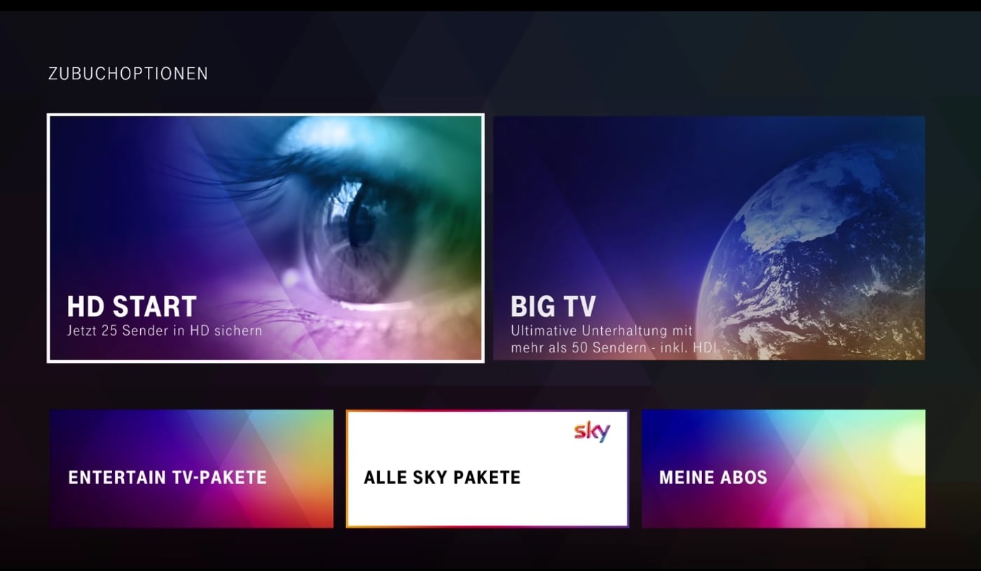 EntertainTV - samoobsluha (nákup tématických balíčků)