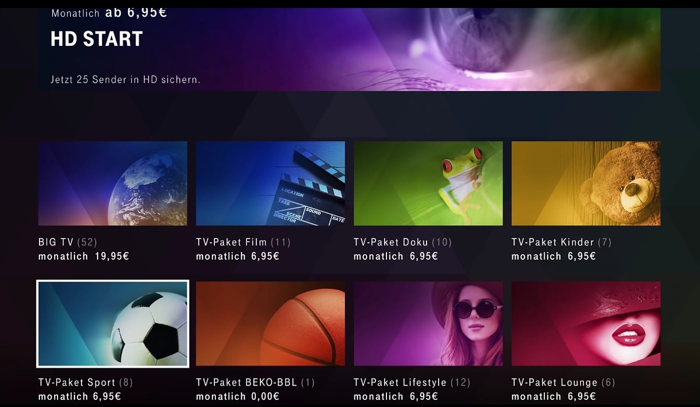 EntertainTV - samoobsluha (nákup tématických balíčků)