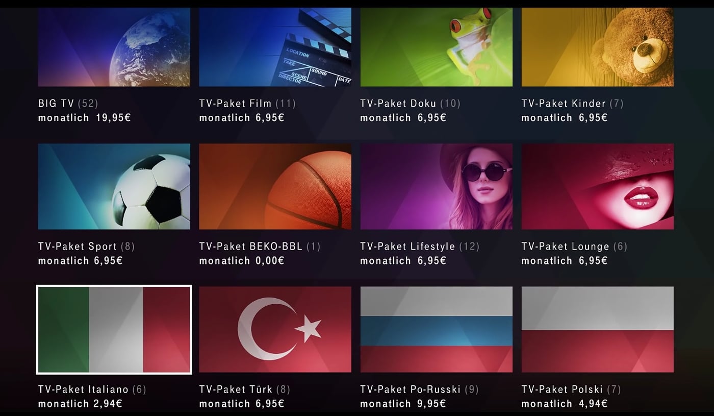 EntertainTV - samoobsluha (nákup tématických balíčků)