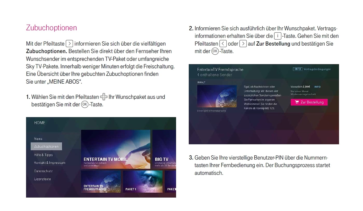 EntertainTV - samoobsluha (nákup tématických balíčků)