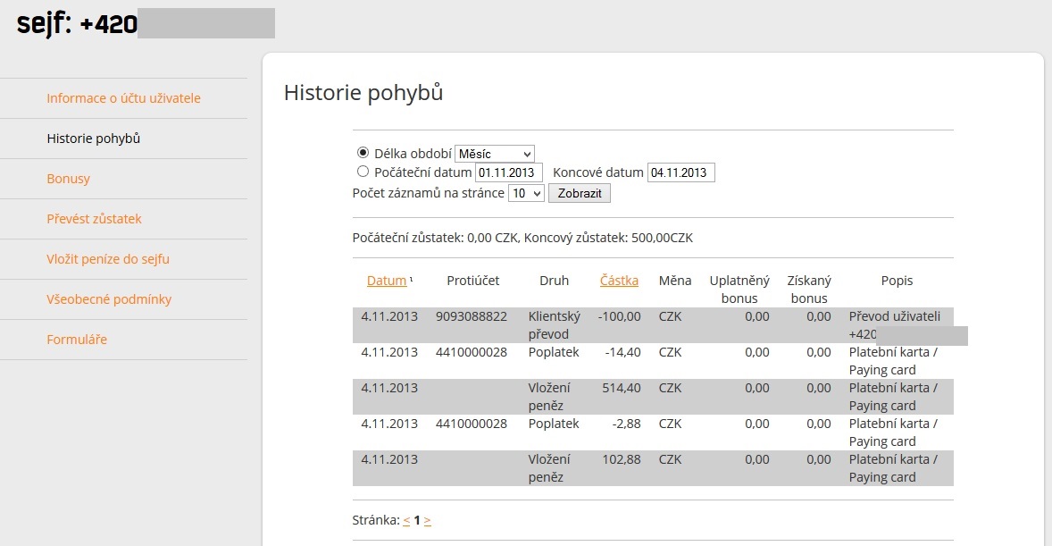 Webové rozhraní aplikace