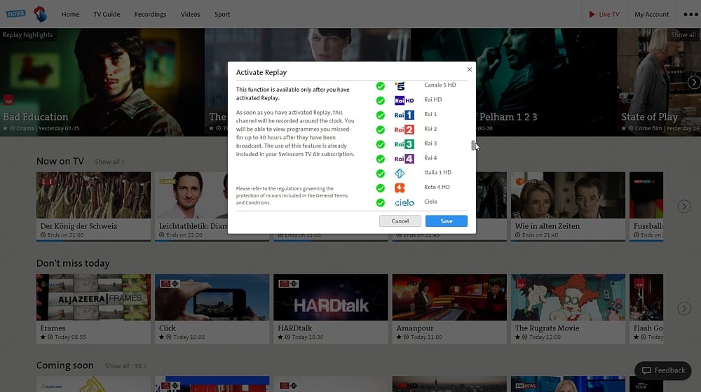 Swisscom TV Air - nastavení služby