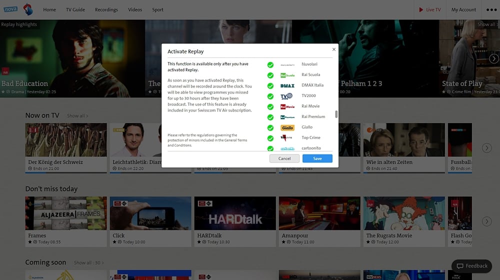 Swisscom TV Air - nastavení služby