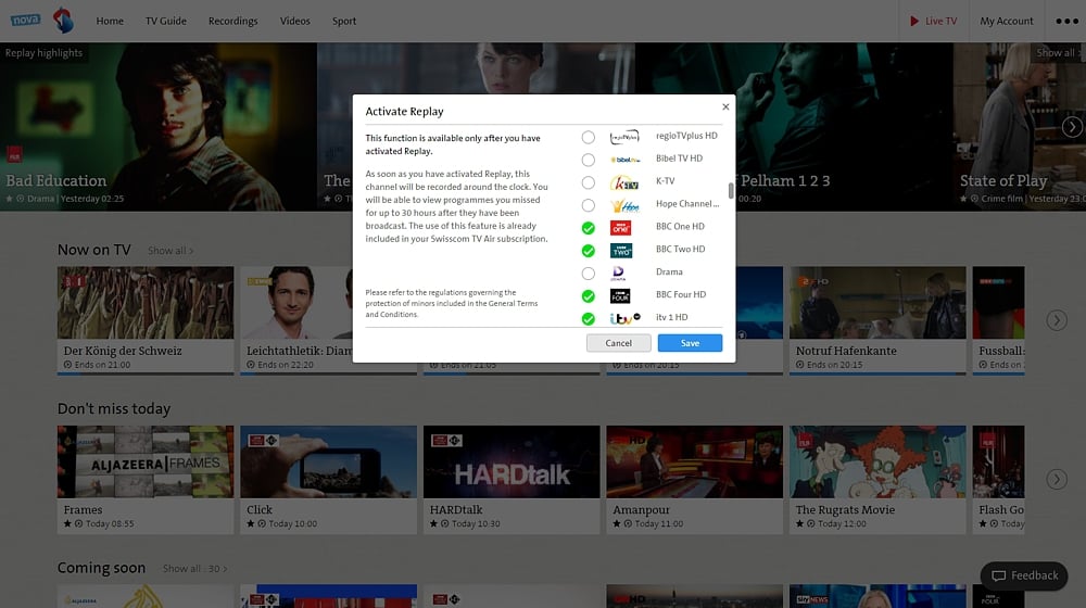 Swisscom TV Air - nastavení služby