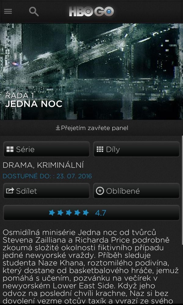 HBO, červenec 2016 - Jedna noc
