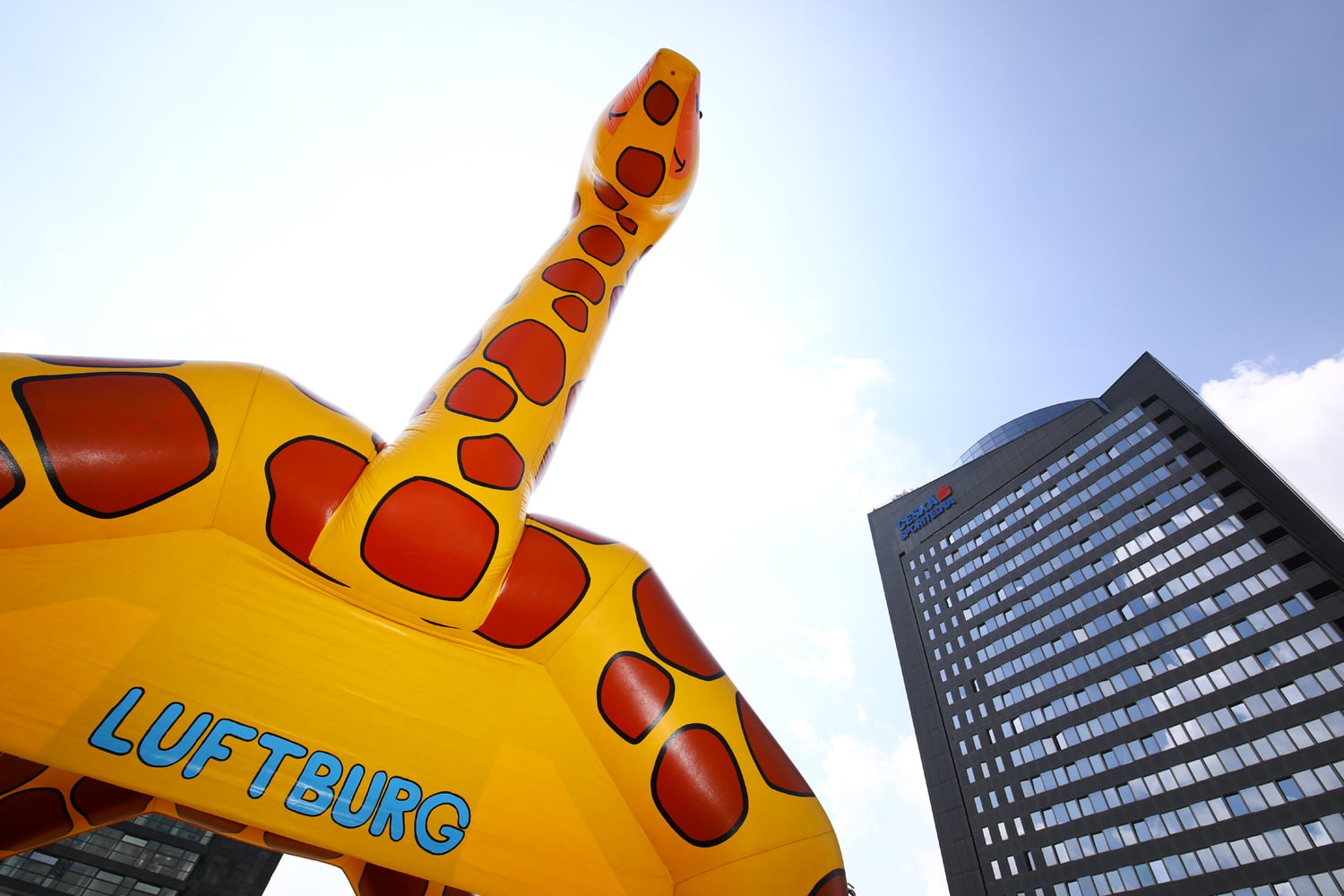 Žirafa konkuruje mrakodrapům.