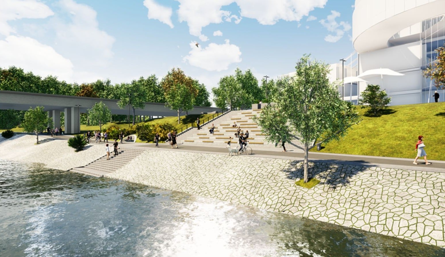 Vizualizace revitalizovaného levého břehu řeky Ostravice