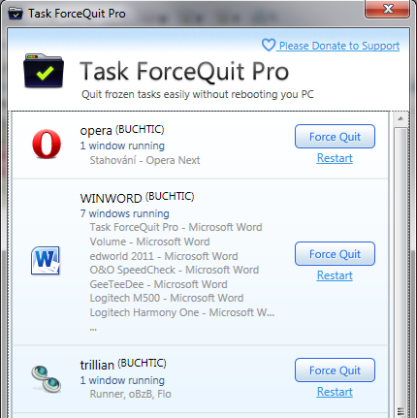 S Task ForceQuit Pro nebudou mít problém ukončit proces také běžní uživatelé, kteří se bojí Správce procesů
