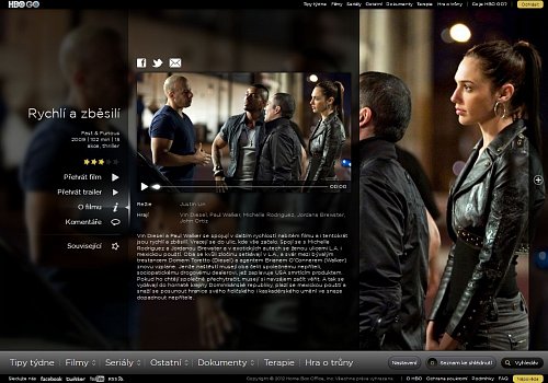 Ve videotéce HBO GO je možné najít i filmy, například Rychlí a zběsilí.