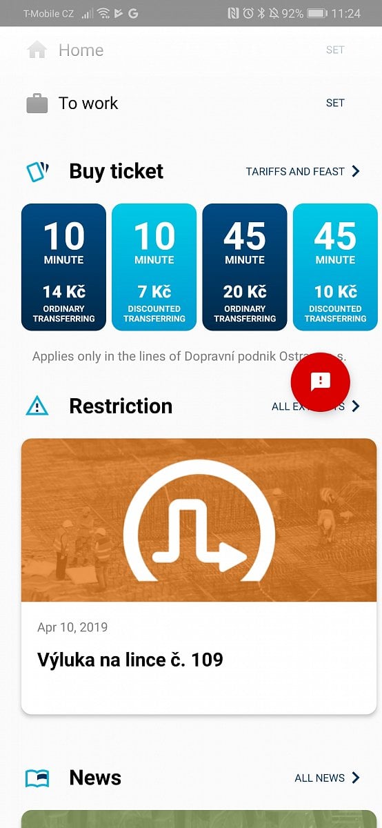 Mobilní aplikace MojeDPO od Dopravního podniku Ostrava