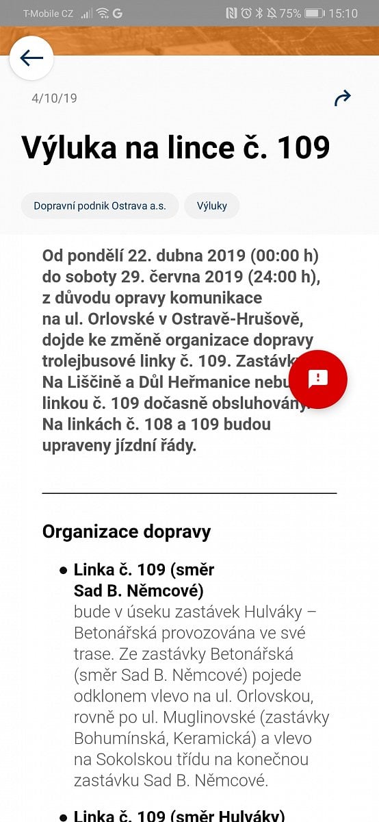 Mobilní aplikace MojeDPO od Dopravního podniku Ostrava