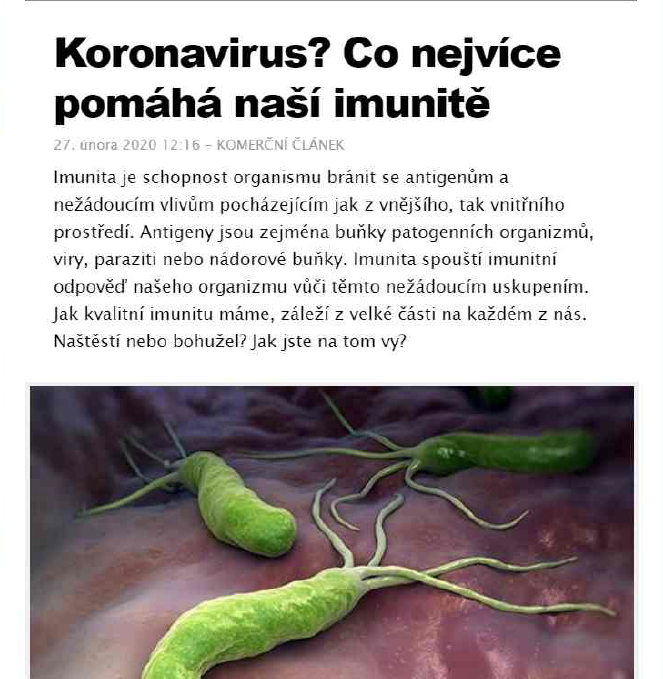 Zneužívání epidemie při prodeji doplňků stravy