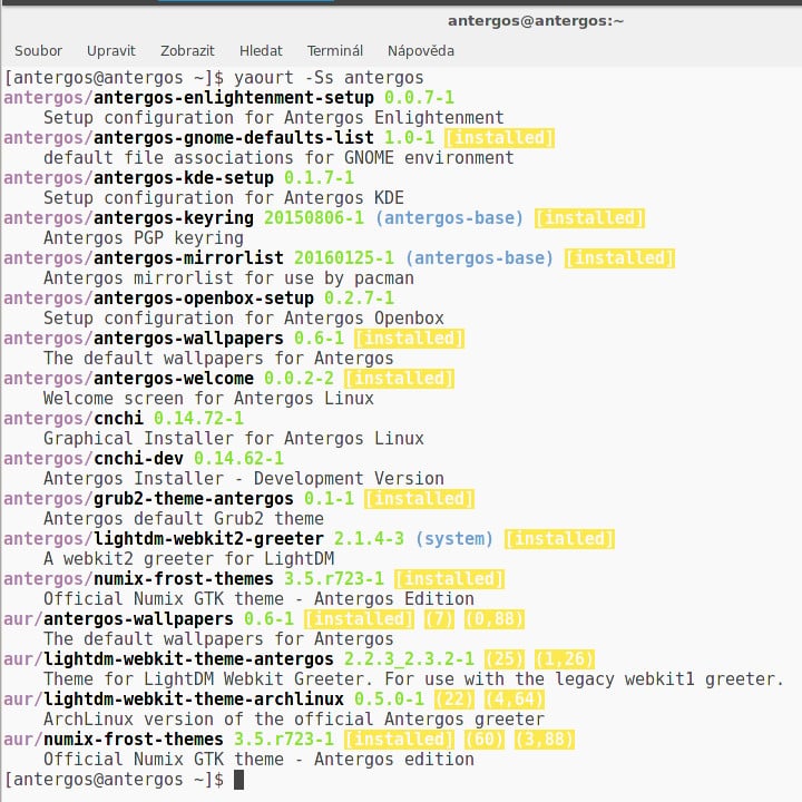 Antergos: start, aktualizace, demonstrace vlastností