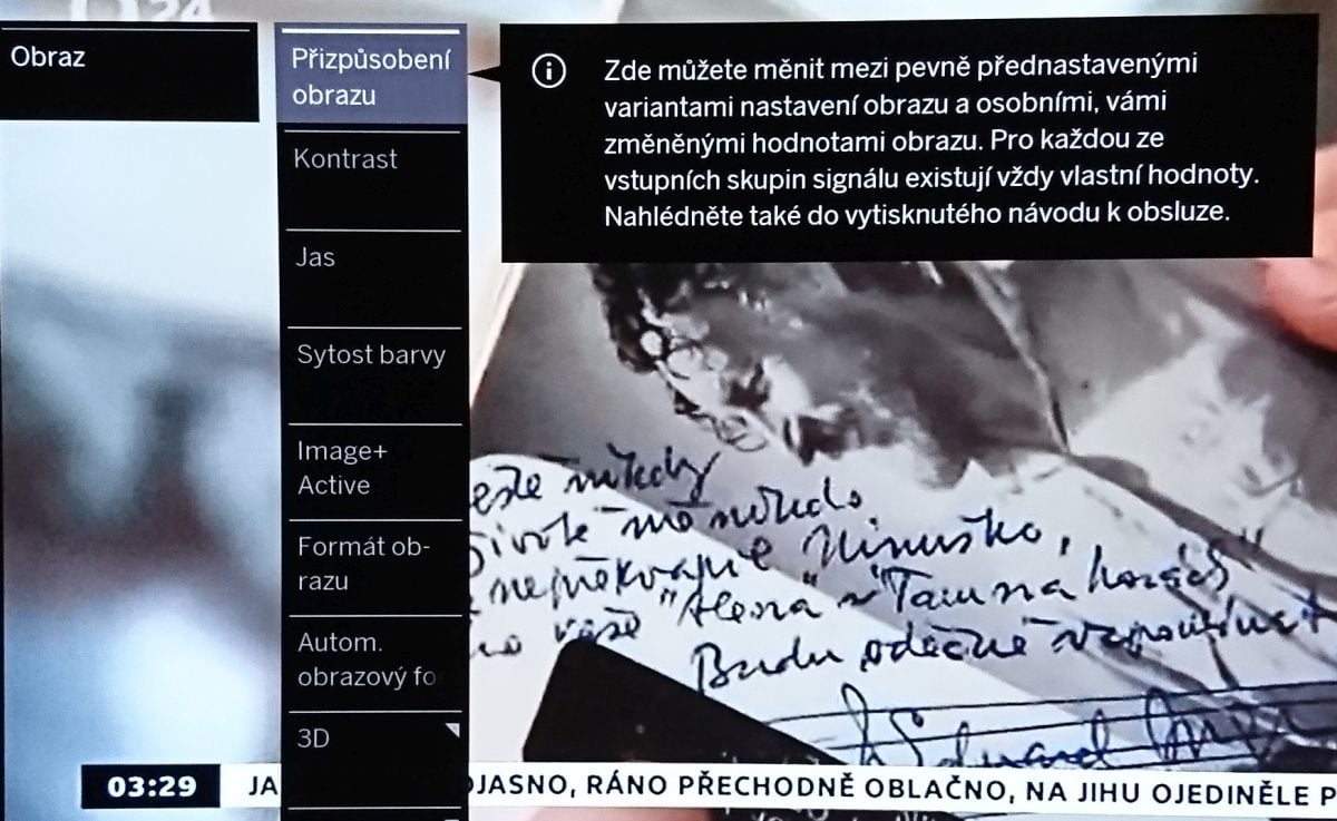 Loewe Bild 5 OLED - menu nastavení