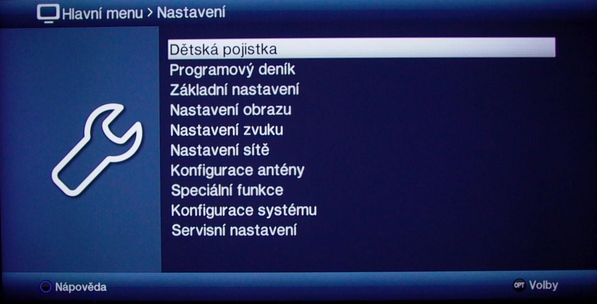 Technisat Digipal T2 DVR - menu nastavení