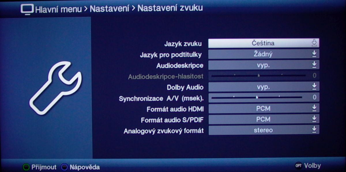 Technisat Digipal T2 DVR - menu nastavení