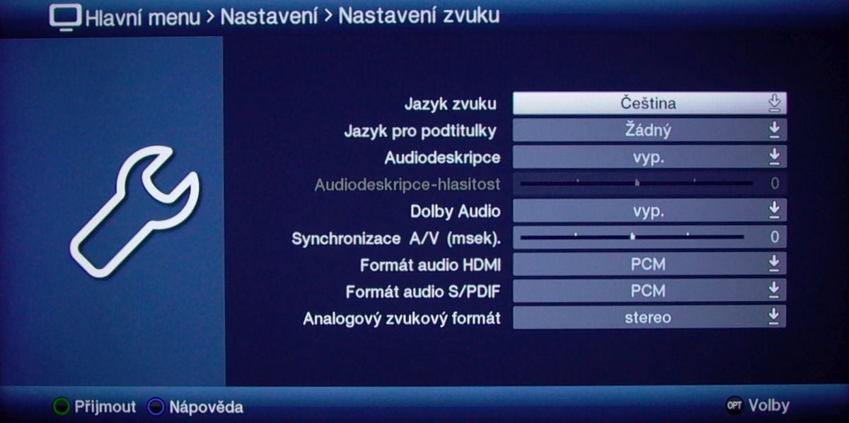 Technisat Digipal T2 DVR - menu nastavení