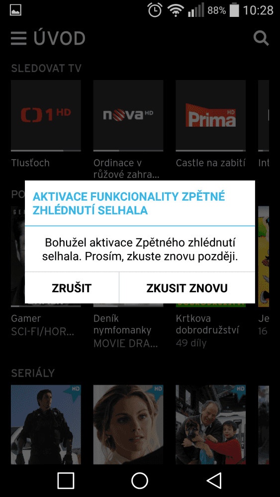 Jak vidíte, aktivace funkce zpětného zhlédnutí selhala a to jsem ji vyzkoušel snad pětkrát.