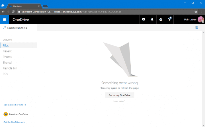 Nemusí se vám načíst obsah OneDrivu