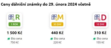 Ceny dálničních známek