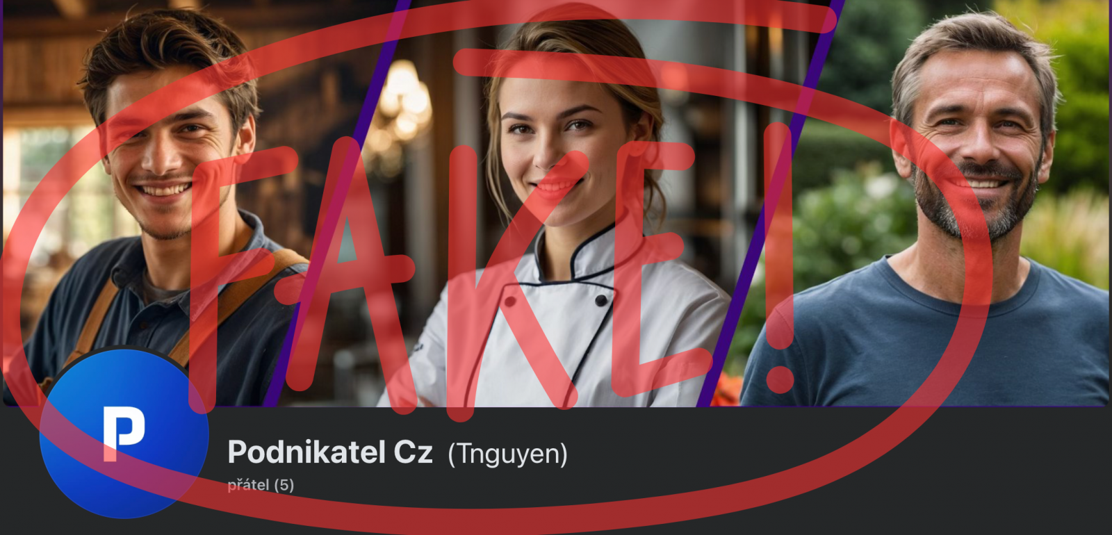 Podvodný profil Podnikatel.cz na Facebook.com