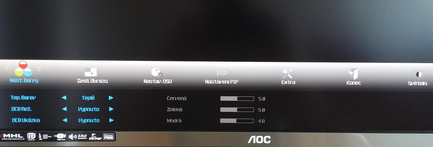 AOC U3277PQU - menu nastavení