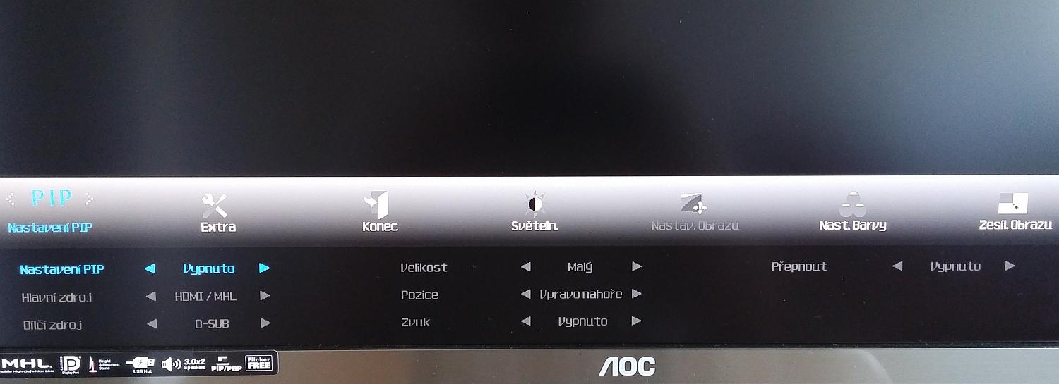 Povšimněte si voleb pro úpravu obrazu v obraze.